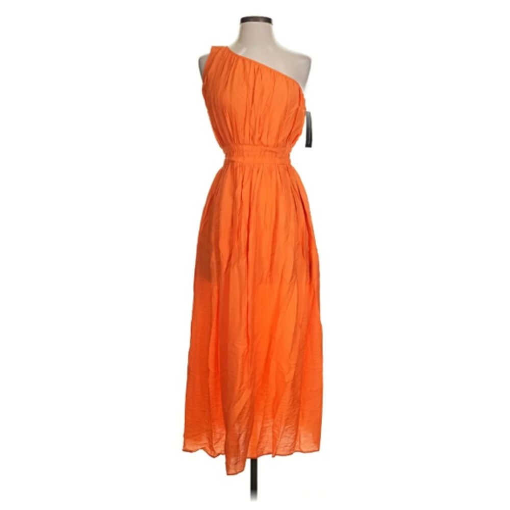 French Connection One Shoulder Cocktail Orange Midi Dress, size 8